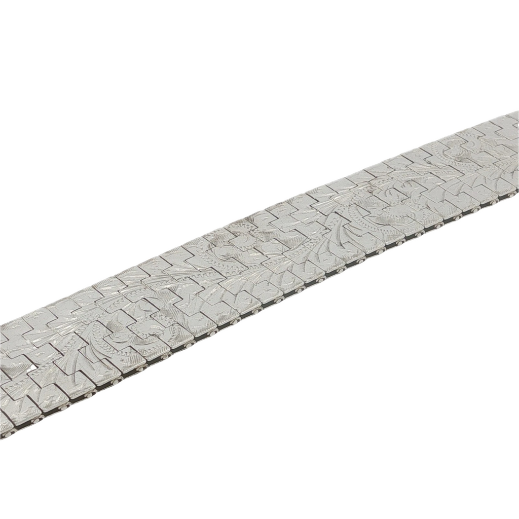 Sterling Silver Engraved Panther Link Bracelet