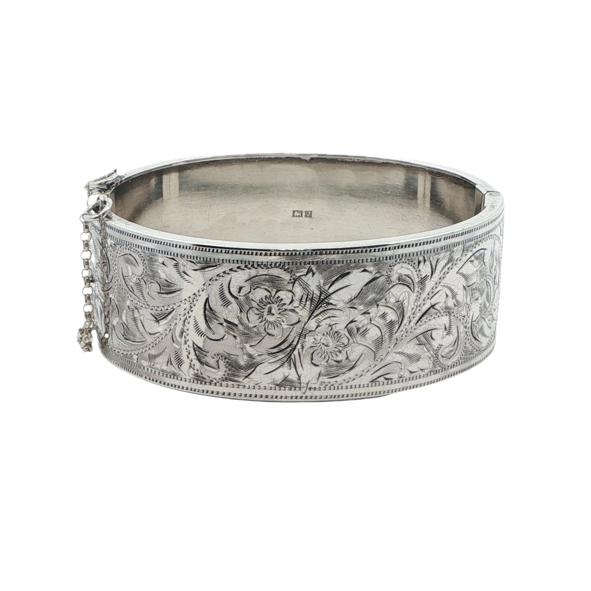 Walker & Hall 1958 Silver Half Engraved Bangle