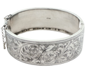 Walker & Hall 1958 Silver Half Engraved Bangle