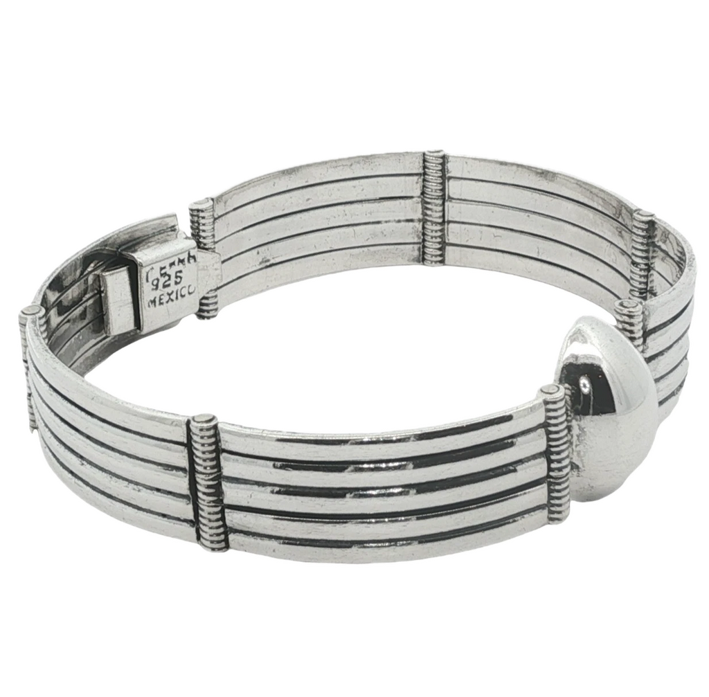 Heavy Sterling Silver Ribbed Solid Bracelet