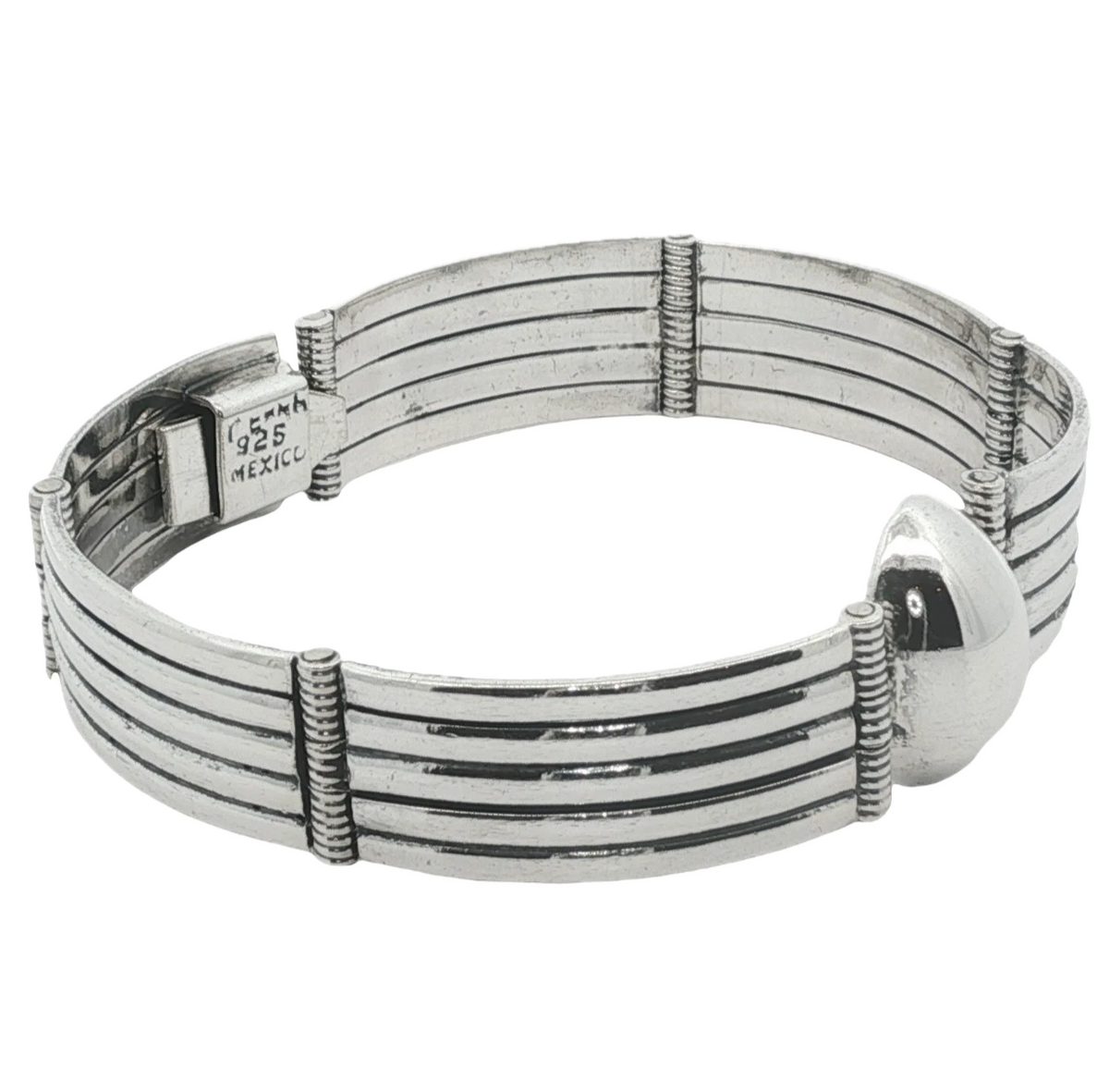 Heavy Sterling Silver Ribbed Solid Bracelet