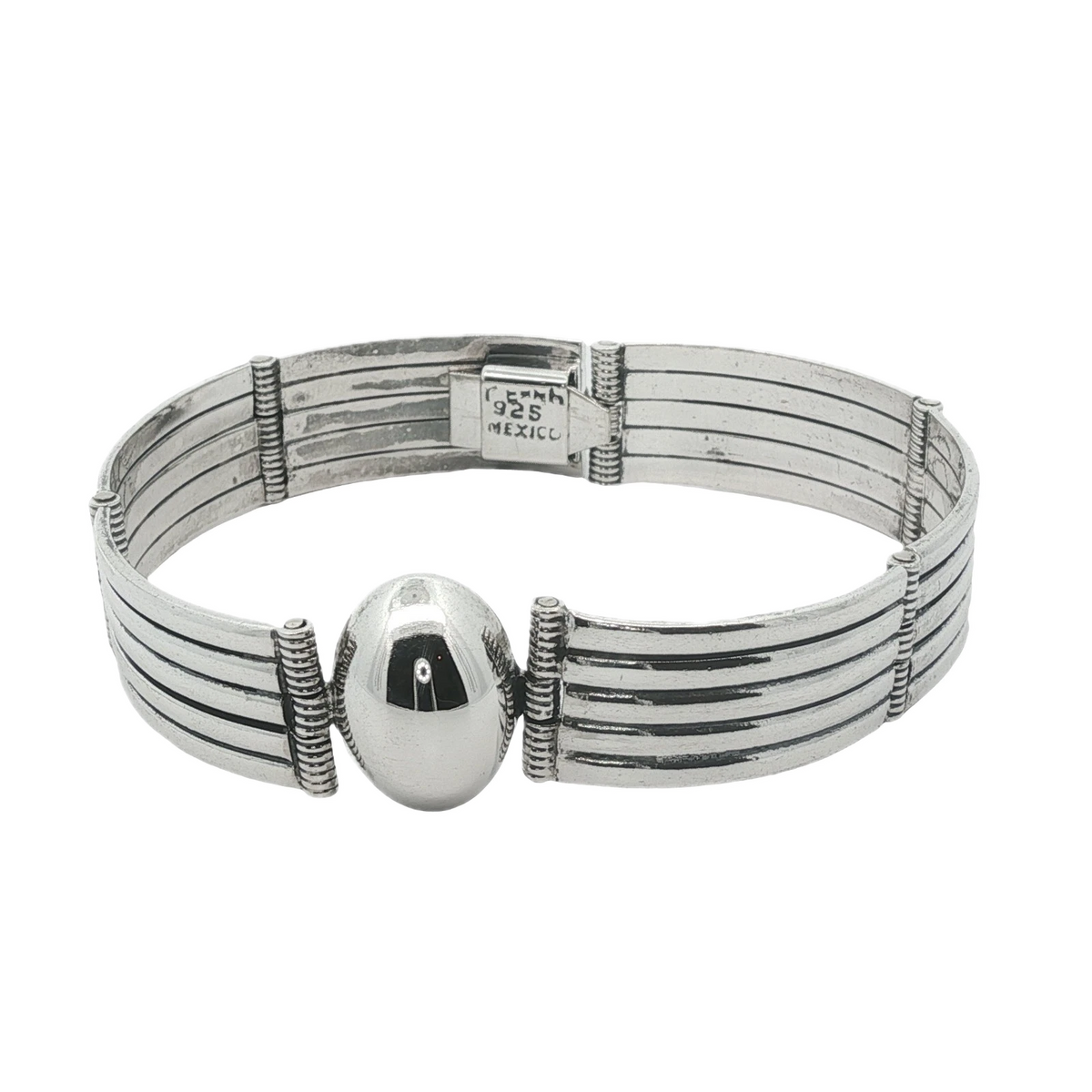 Heavy Sterling Silver Ribbed Solid Bracelet