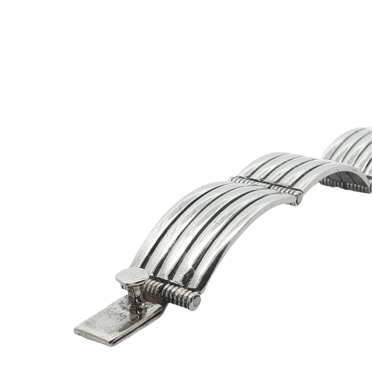 Heavy Sterling Silver Ribbed Solid Bracelet