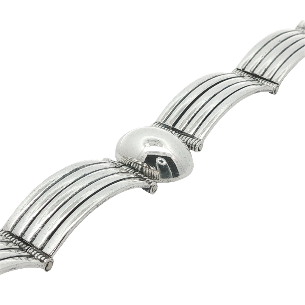Heavy Sterling Silver Ribbed Solid Bracelet