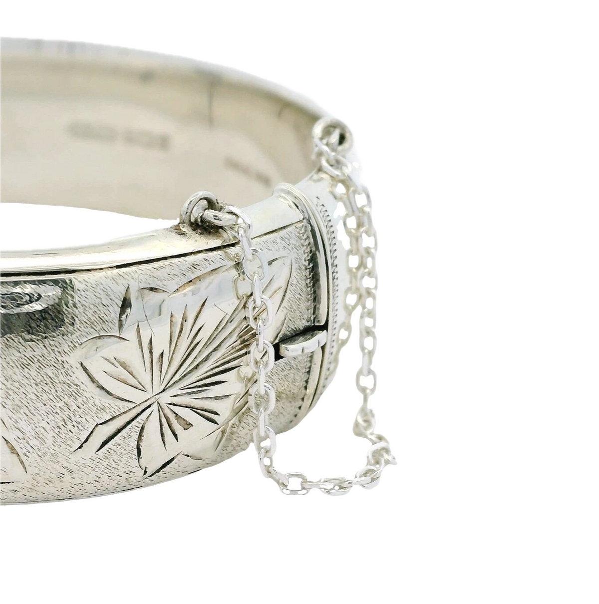 Harrods Vintage Sterling Silver Half Engraved Bangle