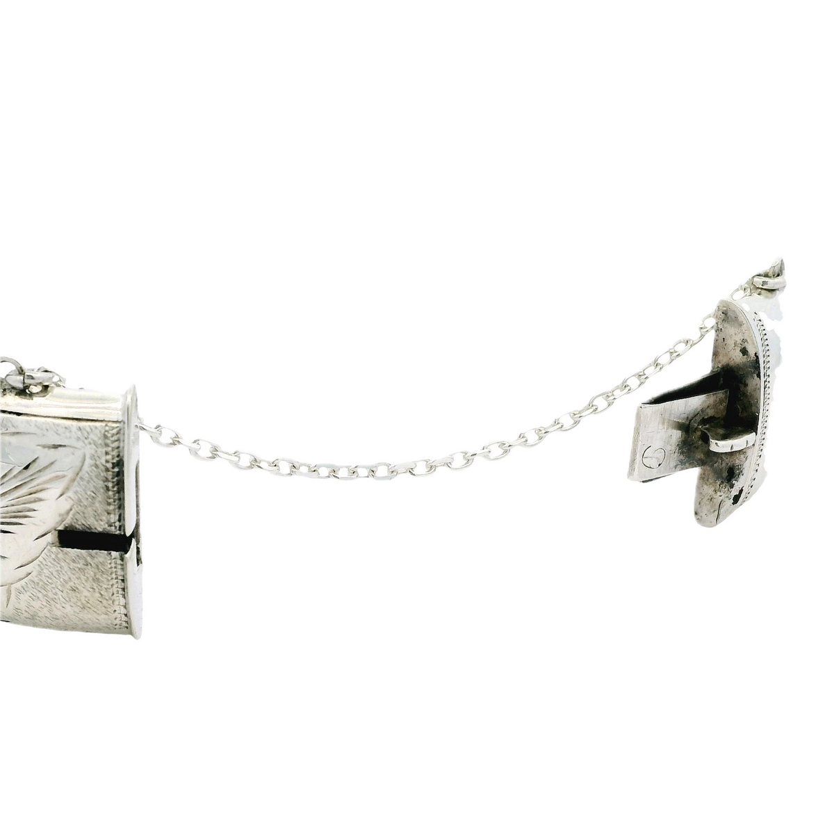 Harrods Vintage Sterling Silver Half Engraved Bangle