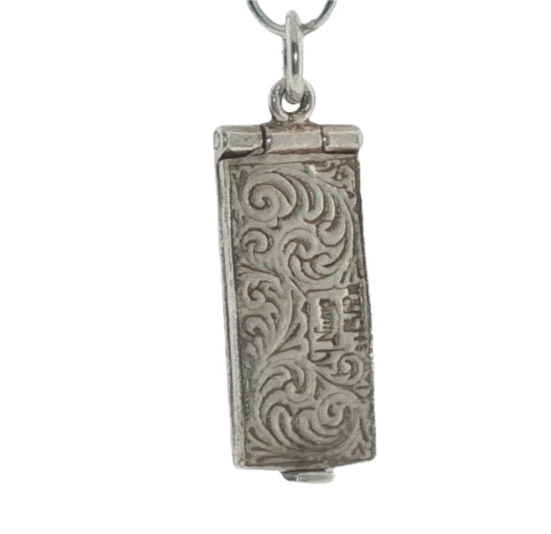 Vintage Sterling Silver Nuvo Opening Cheque Book Charm with Original Paper