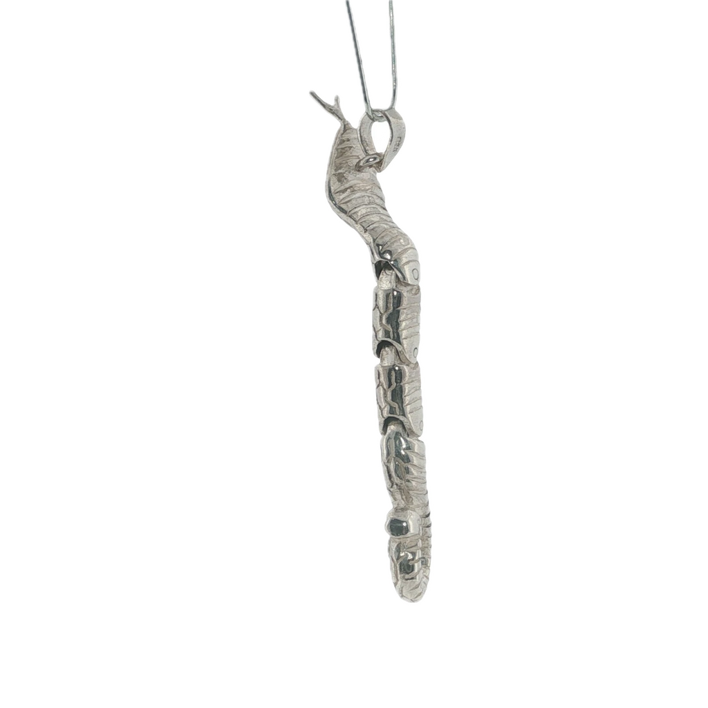 Solid Sterling Silver Moving Snake Pendant