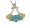 Vintage Silver Enamel Flower Bouquet Pendant & Chain