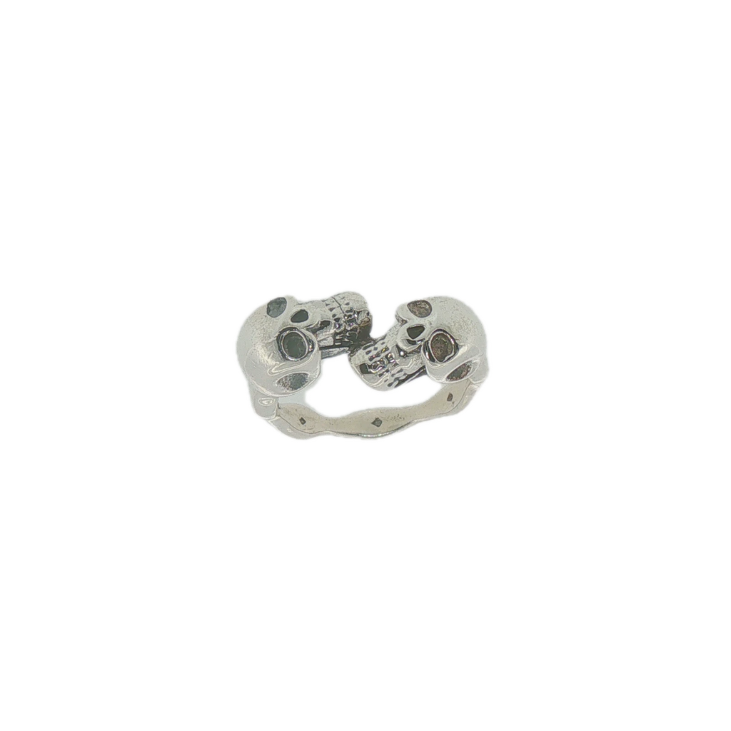 Vintage Sterling Silver Skull Head Torque Ring