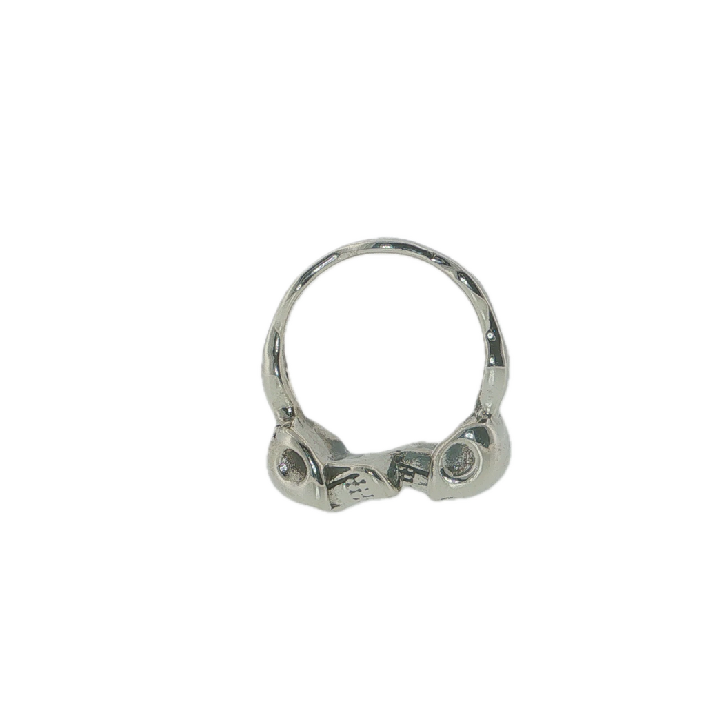 Vintage Sterling Silver Skull Head Torque Ring