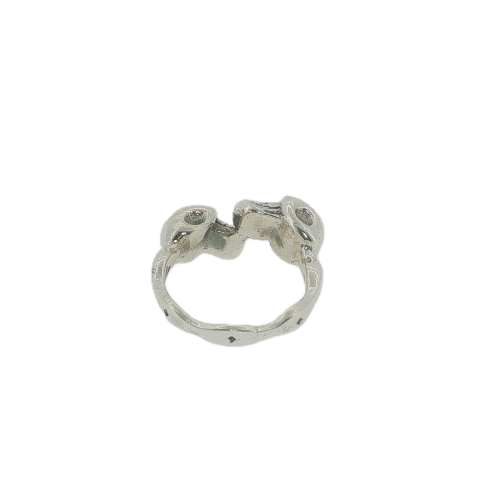 Vintage Sterling Silver Skull Head Torque Ring