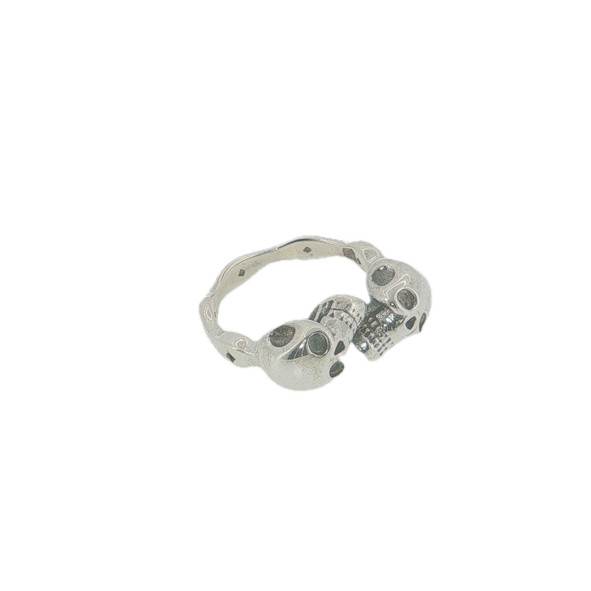Vintage Sterling Silver Skull Head Torque Ring