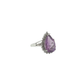 Vintage Sterling Silver Pear-Shaped Amethyst & Diamond Ring
