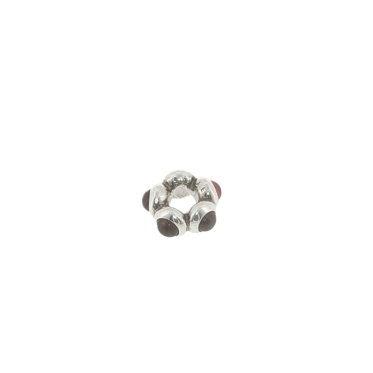 Genuine Pandora Moments Sterling Silver Red Garnet Cabochon Spacer Charm