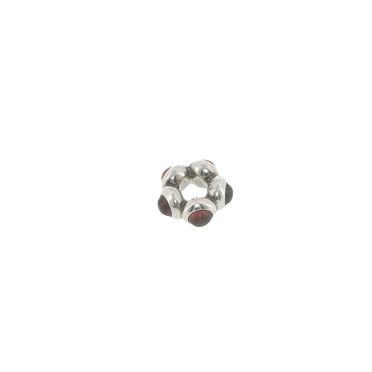 Genuine Pandora Moments Sterling Silver Red Garnet Cabochon Spacer Charm