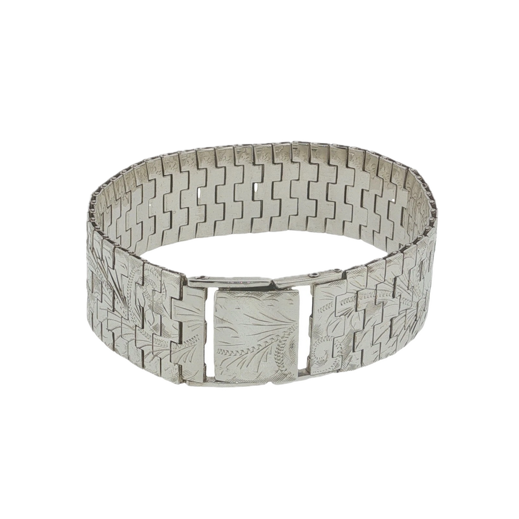 Sterling Silver Engraved Panther Link Bracelet