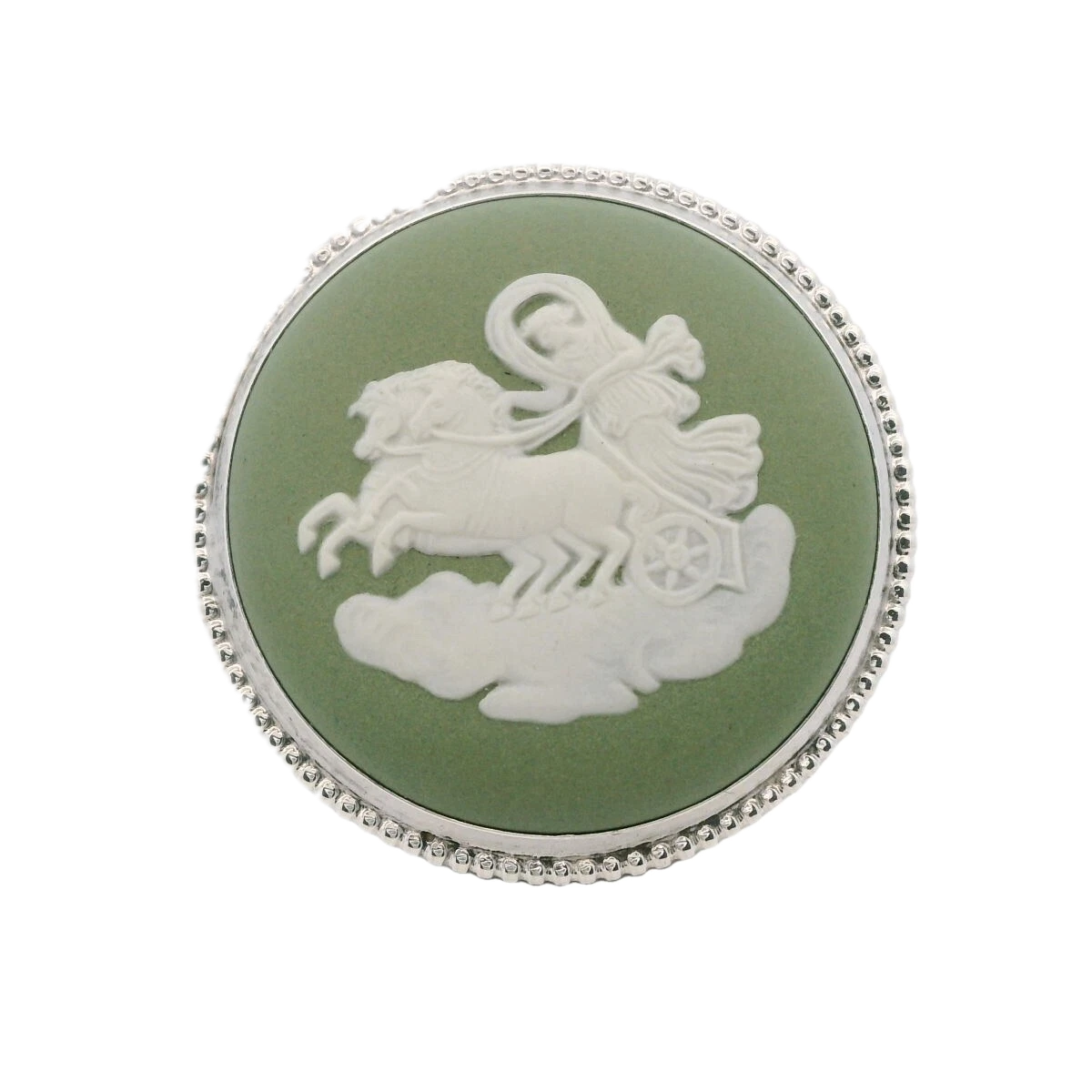 Josiah Wedgwood Jasperware Green Cameo Brooch 1975