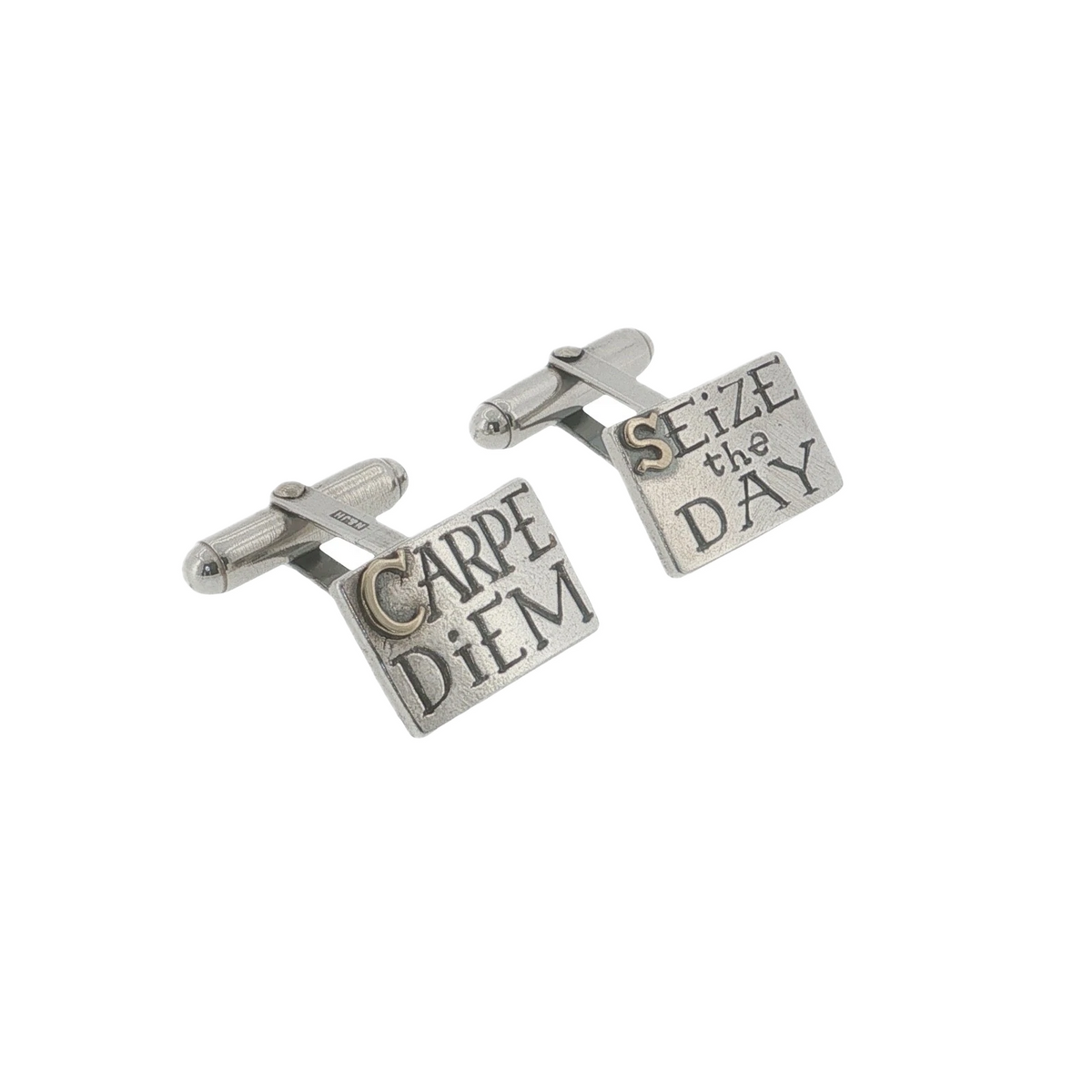 Rare Nick Hubbard Carpe Diem "Seize the Day" Sterling Silver & 9ct Gold Cufflinks
