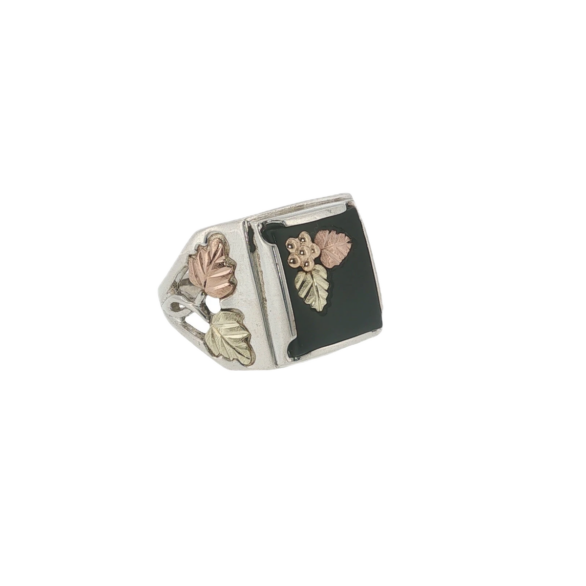 Black Hills Gold Onyx Ring Sterling Silver & 12K Gold