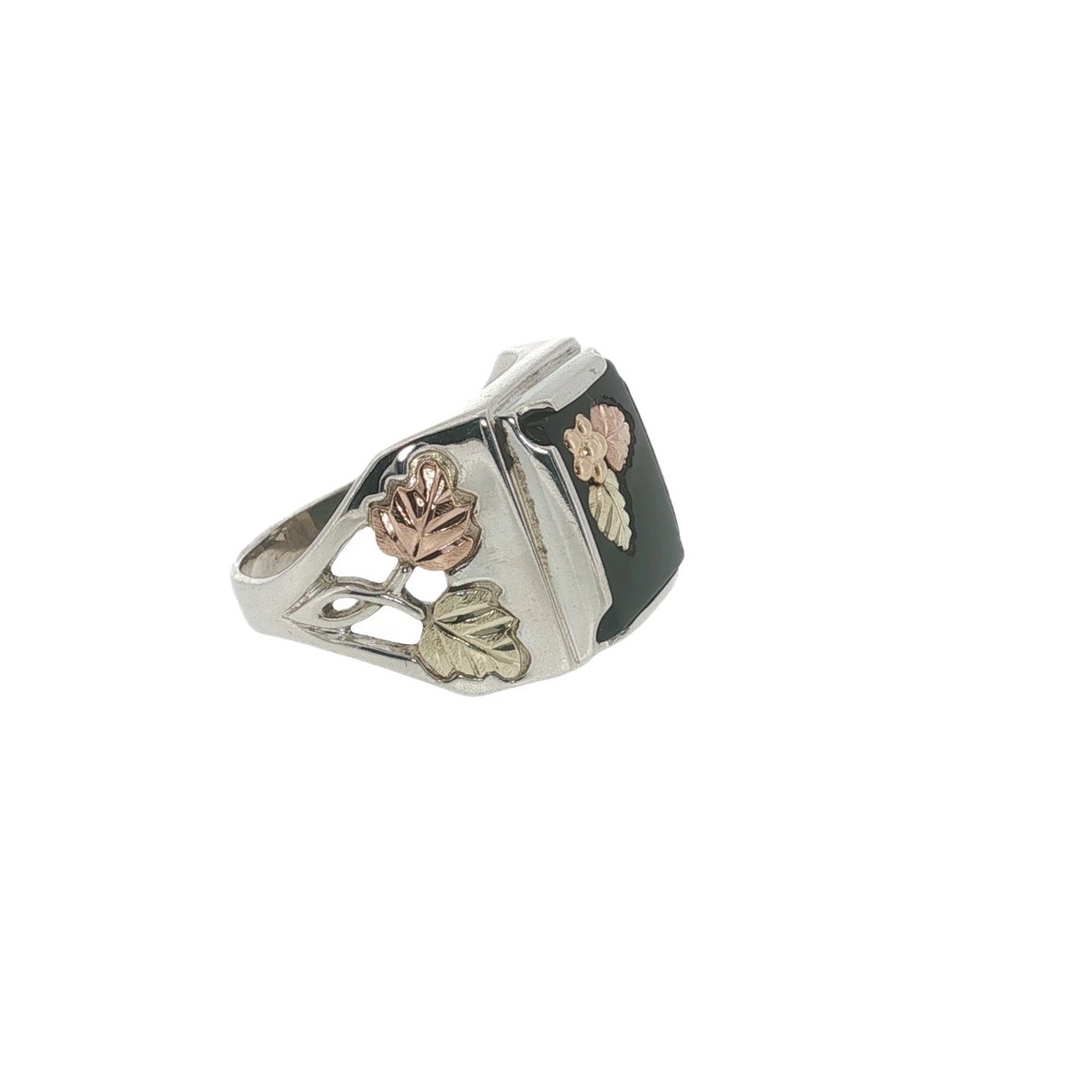 Black Hills Gold Onyx Ring Sterling Silver & 12K Gold