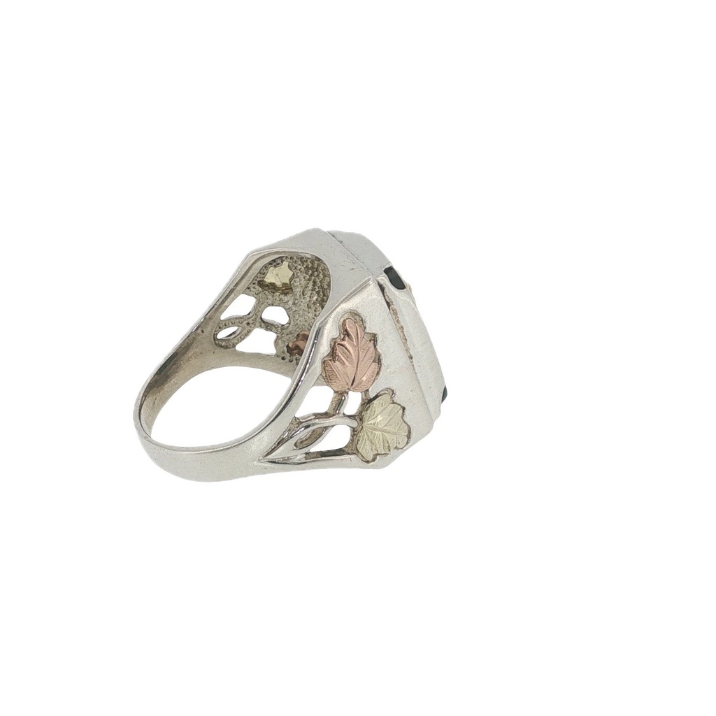 Black Hills Gold Onyx Ring Sterling Silver & 12K Gold