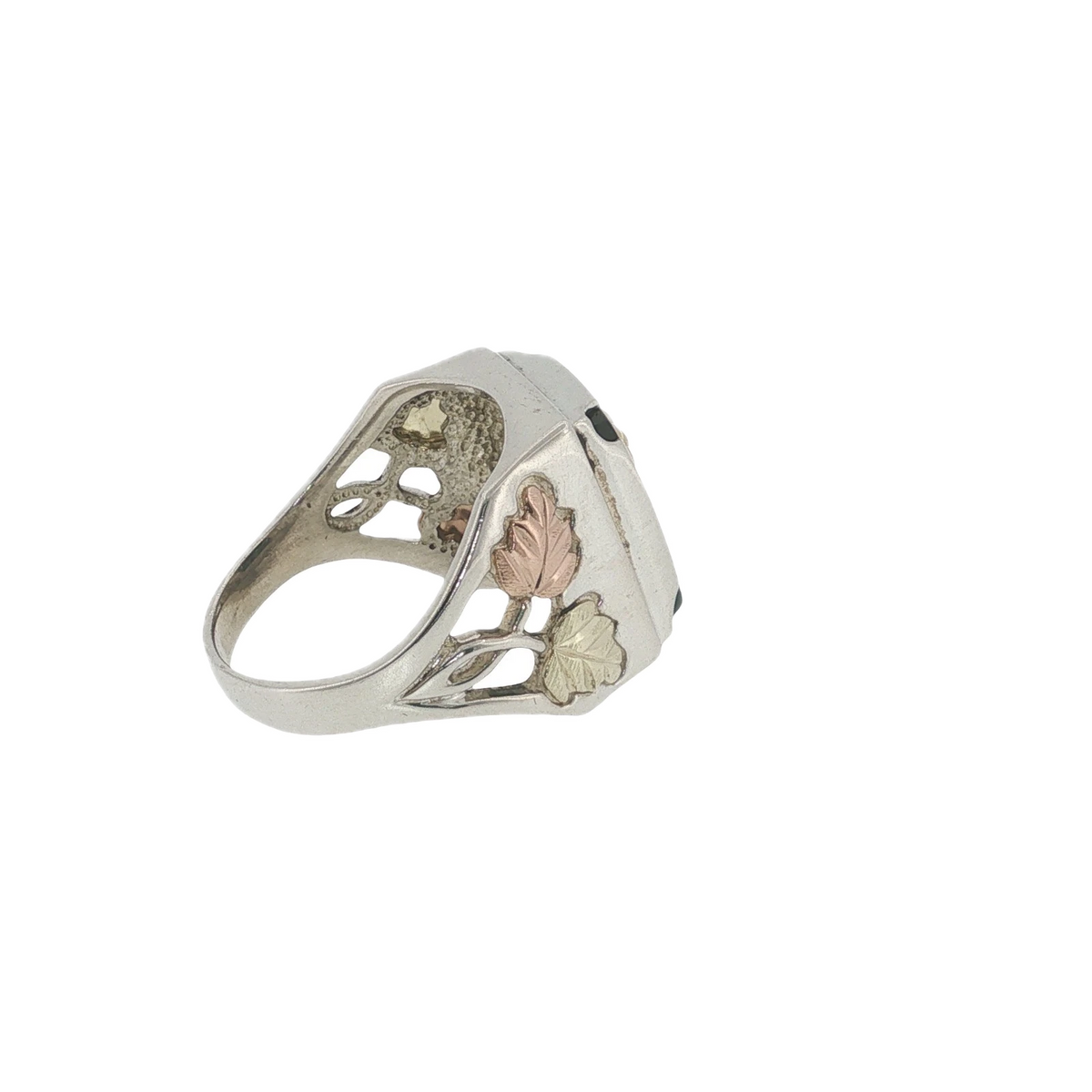 Black Hills Gold Onyx Ring Sterling Silver & 12K Gold