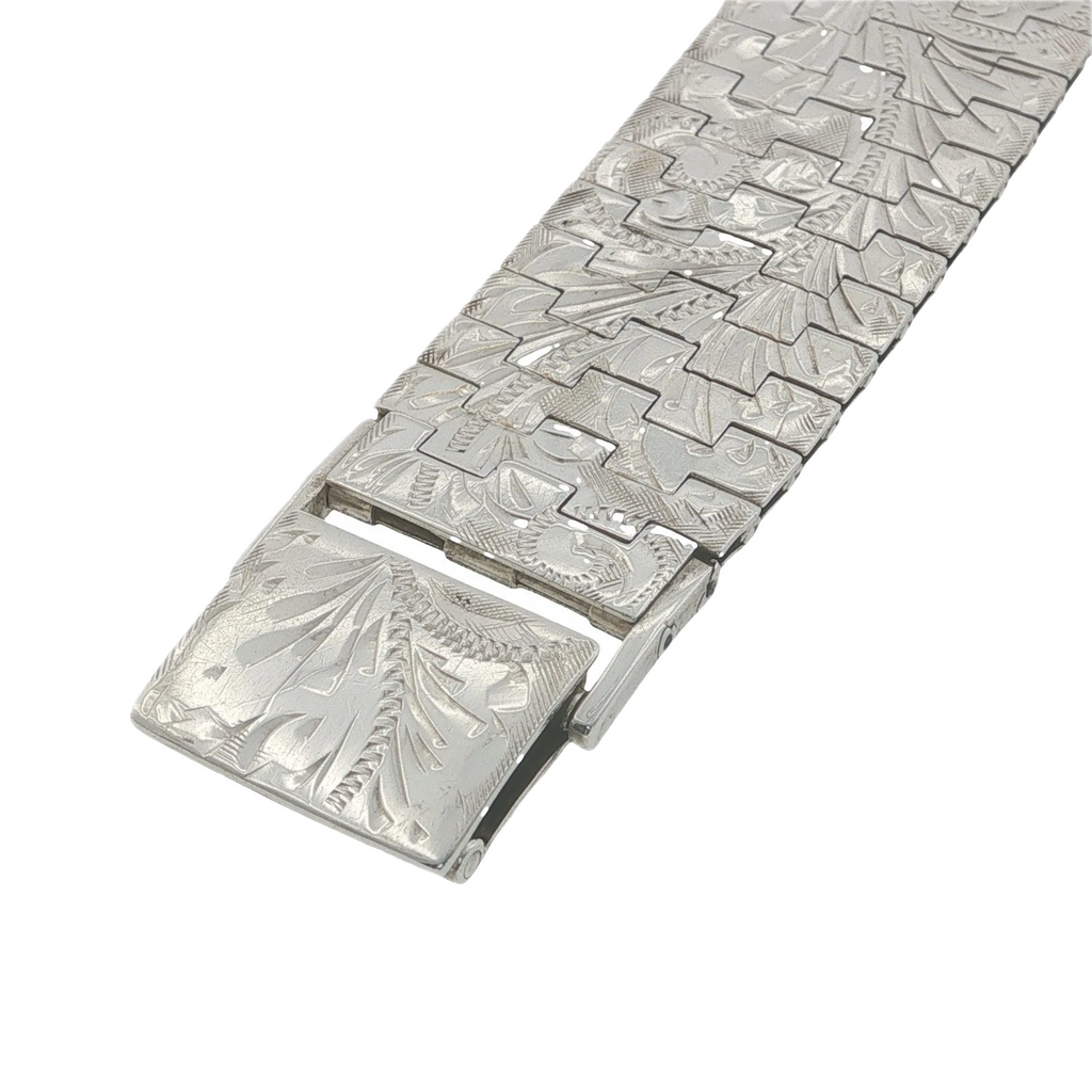 Sterling Silver Engraved Panther Link Bracelet