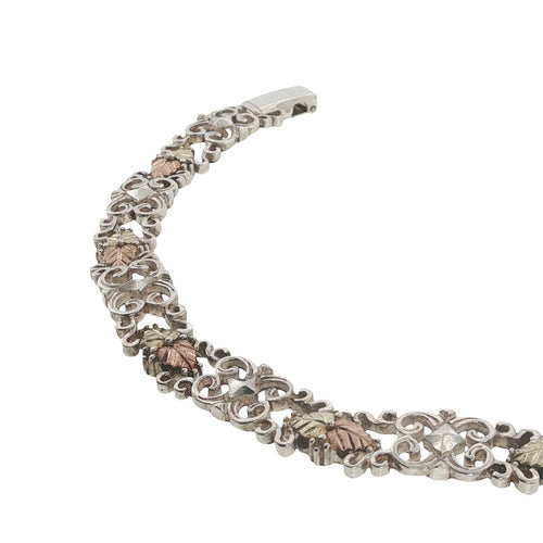 Black Hills Gold Leaf Sterling Silver & 12K Gold Bracelet