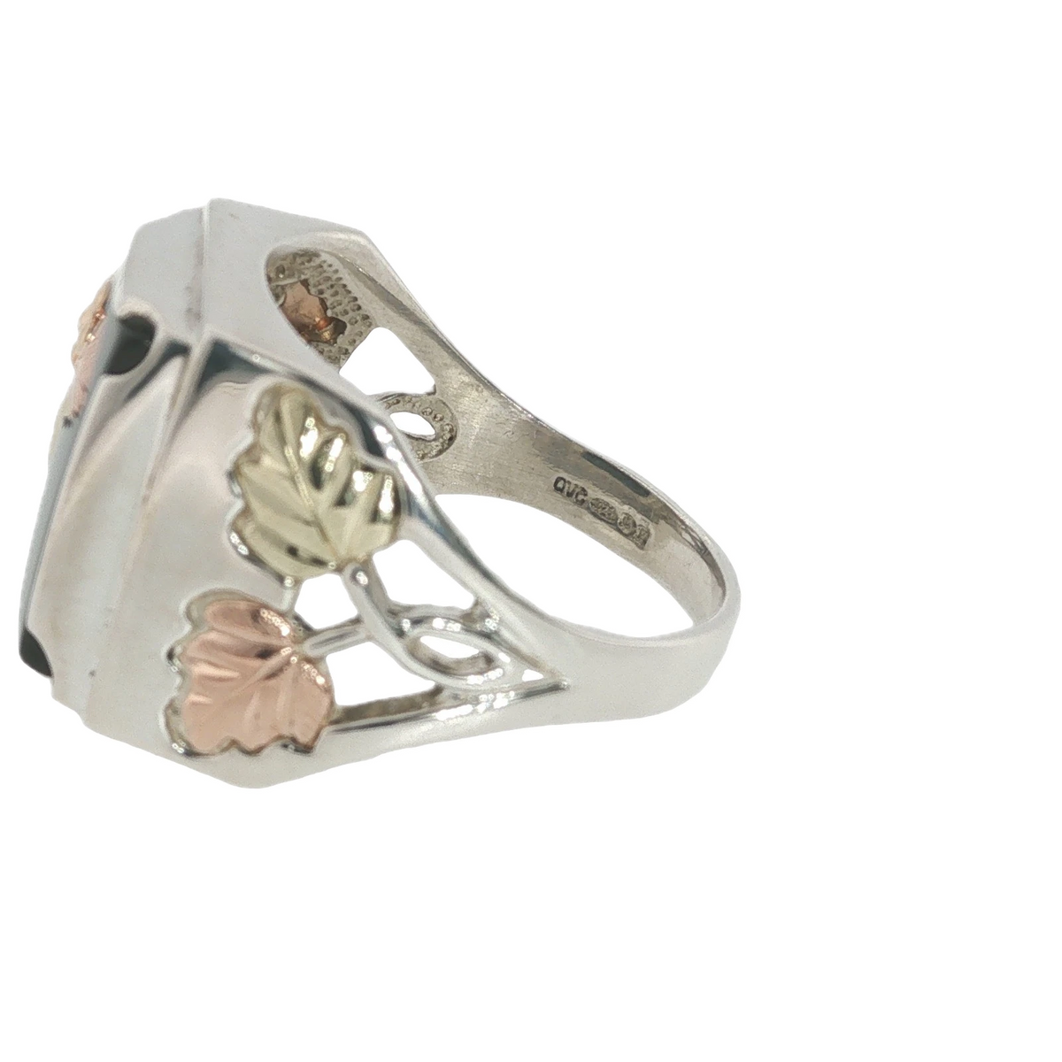 Black Hills Gold Onyx Ring Sterling Silver & 12K Gold