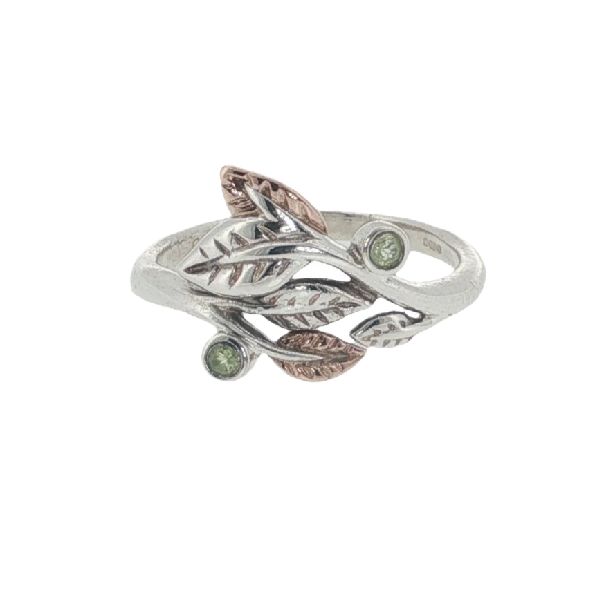 Clogau Sterling Silver & 9ct Rose Gold Peridot Awelon Ring