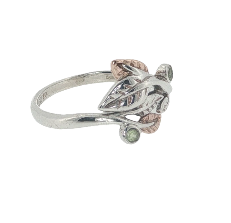 Clogau Sterling Silver & 9ct Rose Gold Peridot Awelon Ring