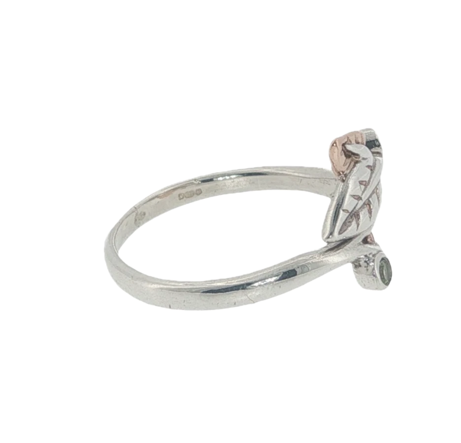 Clogau Sterling Silver & 9ct Rose Gold Peridot Awelon Ring