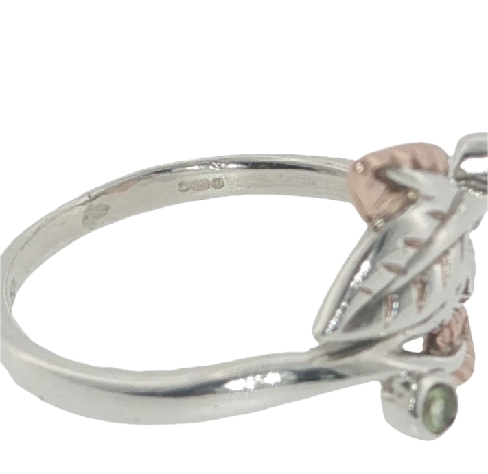 Clogau Sterling Silver & 9ct Rose Gold Peridot Awelon Ring