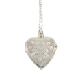 Vintage Georg Jensen Sterling Silver Engraved Heart Locket Necklace