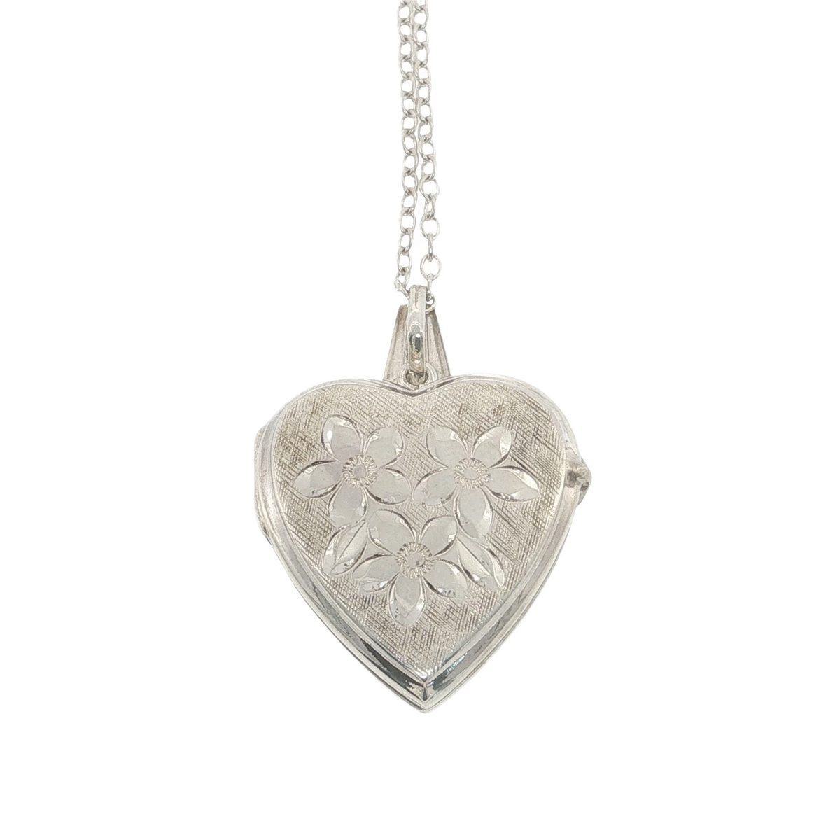 Vintage Georg Jensen Sterling Silver Engraved Heart Locket Necklace