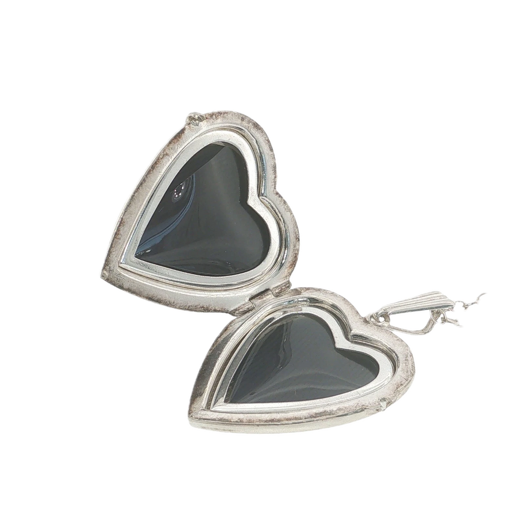 Vintage Georg Jensen Sterling Silver Engraved Heart Locket Necklace