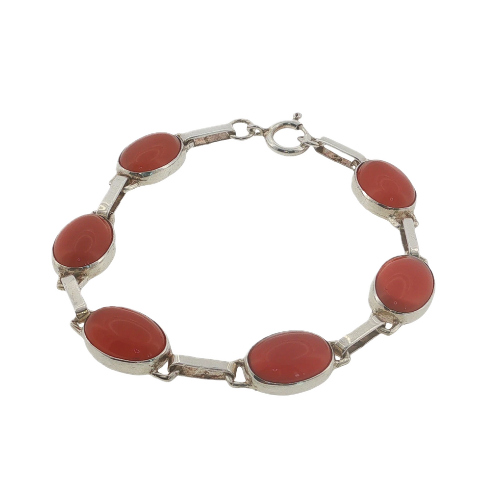 Vintage Sterling Silver Carnelian 1988 Bracelet