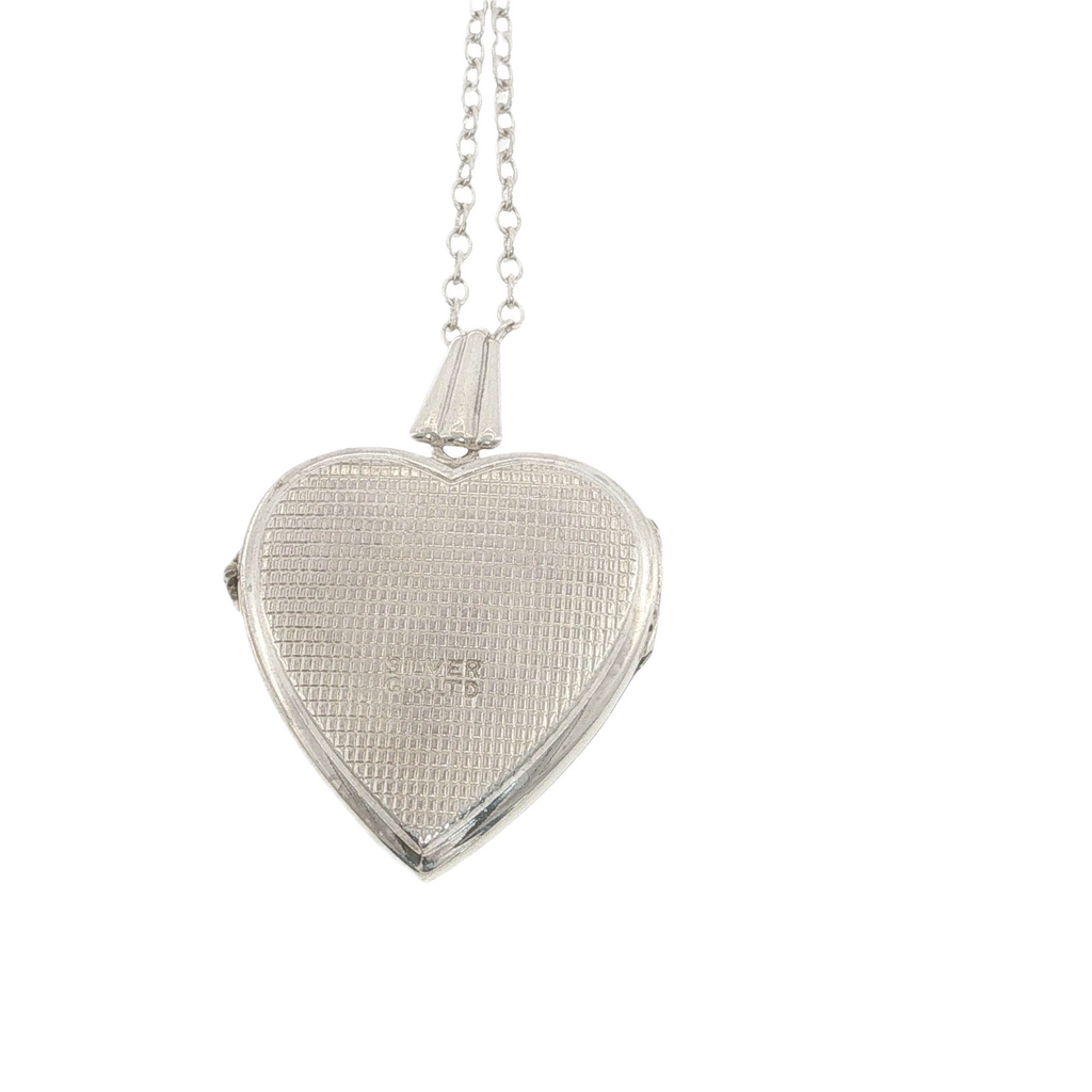Vintage Georg Jensen Sterling Silver Engraved Heart Locket Necklace