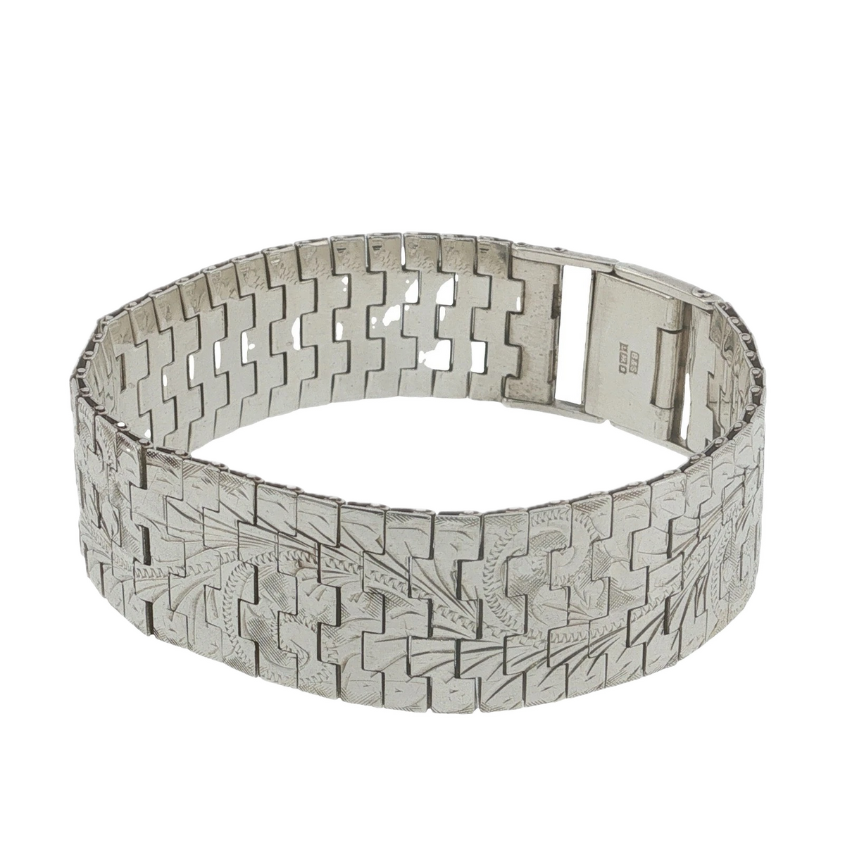 Sterling Silver Engraved Panther Link Bracelet