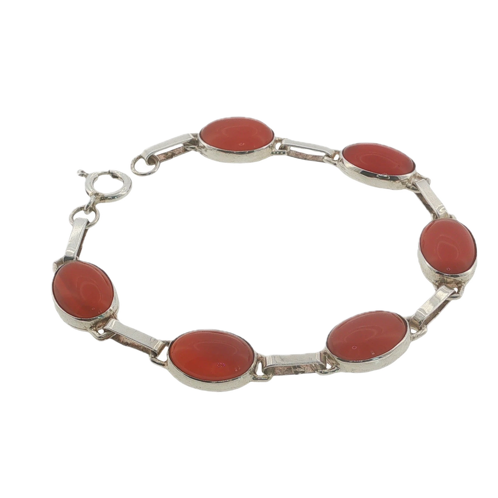 Vintage Sterling Silver Carnelian 1988 Bracelet
