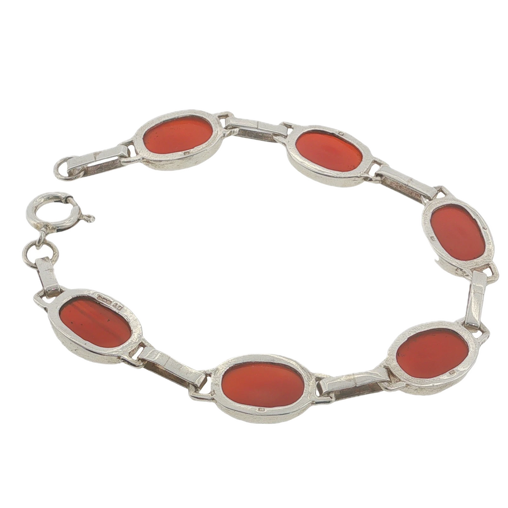 Vintage Sterling Silver Carnelian 1988 Bracelet